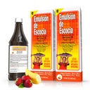 Emulsión de Escocia Cod Liver Oil Fluid Supplement med vitaminer A, D, E & B1 - Naturlig Fish Oil Omega 3 for barn og voksne - Delicious Strawberry Banana Flavor - 6,5 oz (2-Pack)