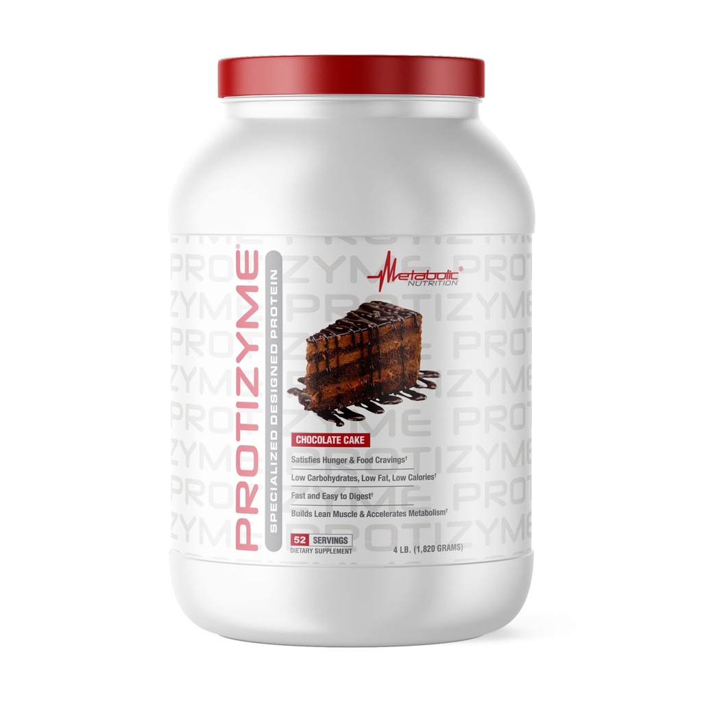 Metabolsk Ernæring, Protizym, 100% Whey Protein pulver, høy protein, lavkarbohydrat, lav fett Whey protein, digestive enzymer, 24 essensielle vitaminer og mineraler, 4 pund, 52 serveringer