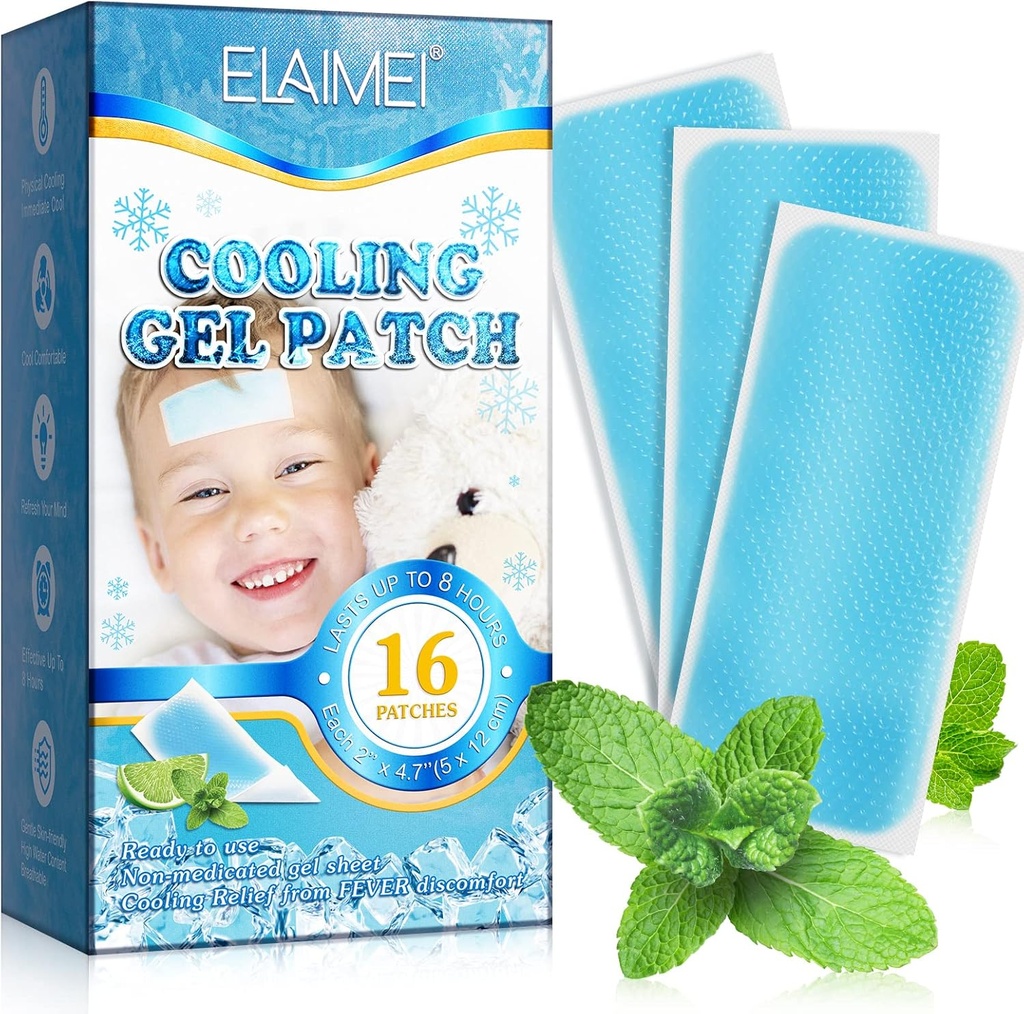 16 ark Fever Patches for barn - varme vær kjøling Gel Patches for voksne - hodepine Patches - Forehead Fever Cool Pads