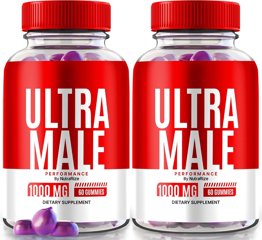 NutraRize (pakke med 2 ultra mannlige gummier 1000 MG, vitamin gummier, alt naturlig kosttilskudd til å øke daglig ytelse og generell helse, offisielle UltraMale anmeldelser (120 gummies)