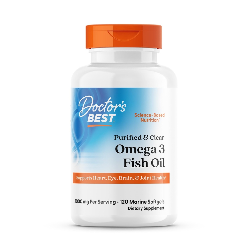 Legens beste renset og ren Omega 3 Fiskeolje med gylne omega, støtter hjerte, øye, hjerne, og felles helse, ikke-GMO, Glutenfri 120 marine softgels