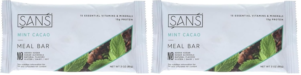 SANS Måltid Bar Mint Cacao Måltid Bar, 3 OZ (pakke med 2)