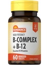 Sundance vitamin B-Complex | med B-12 | 60 tabletter | høy potens | vegetarisk, ikke-GMO, og glutenfri kosttilskudd