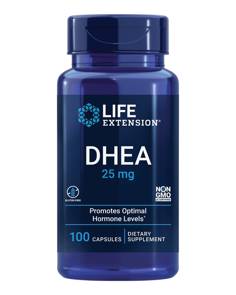 Livsforlengelse Lithium 1000 mg og DHEA 25 mg - Hjernehelse, anti-aldring, lang levetid, immun- og seksuelle helsesupplement - 100 teller hver