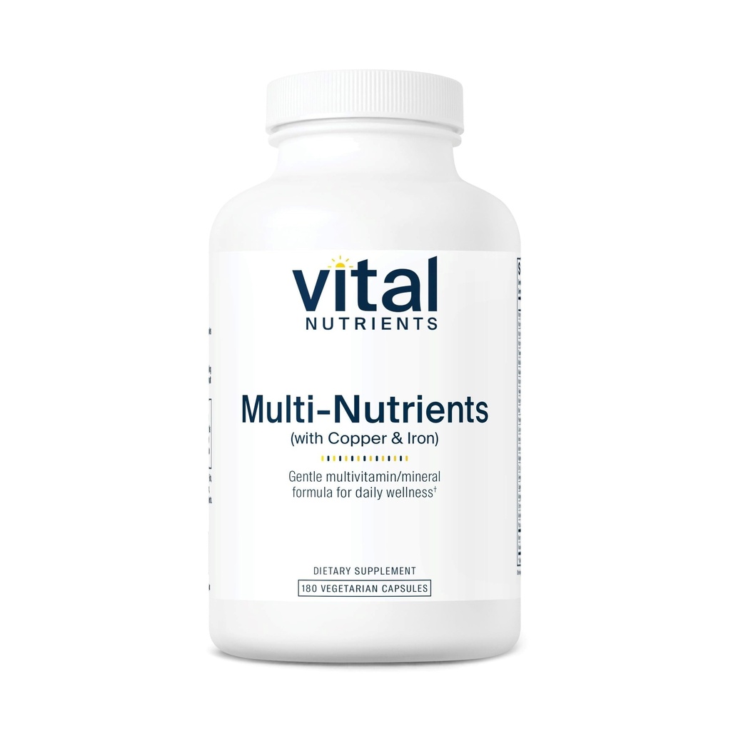 Vitale næringsstoffer Multi-Nutrienter 4 | Citrate/Malate Formula (med kobber og jern) | Multi-vitamin/Mineral Formula med Potent Antioksidanter | Biotilgjengelig Form | Ikke-GMO | 180 Kapsler