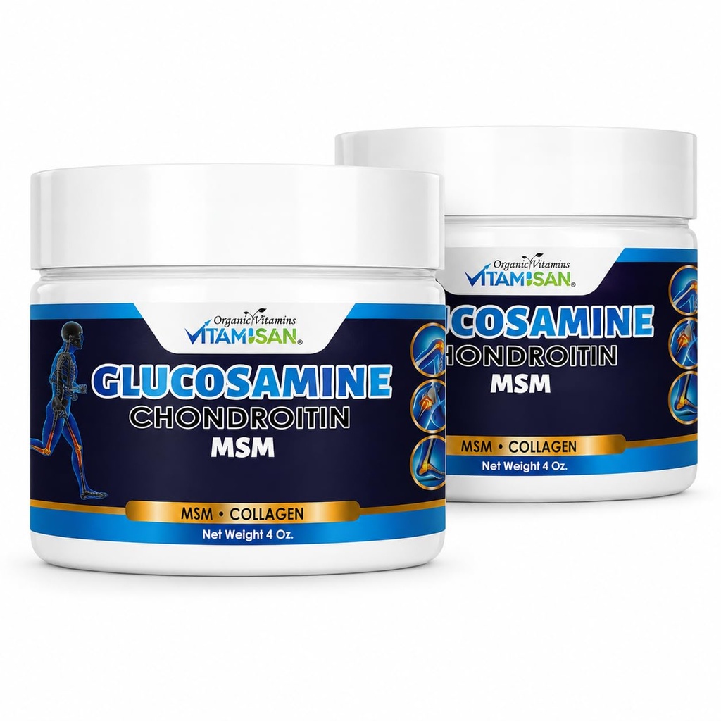 VITAMISAN Glukosamin Chondroitin MSM Collagen og Arnica Cream 4 OZ 2 Pack