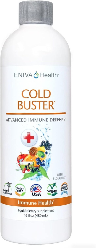 Eniva Elderberry Sambucus Immune Support Syrup, Vitamin C, Ionic ZINC, Vitamin D, Echinacea, Antioksidanter og mer, Alt-i-ett væske, Lavkarbohydrater, Lav sukker, Keto Vennlig, Ikke-GMO & Glutenfri - 16 oz