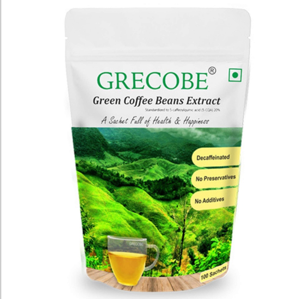 100% ren grønn kaffebønner ekstrakt med 50% klorogene syrer, dekaffeinert, antioksidant | opprettholde metabolisme - (1Pouch-100 poser)