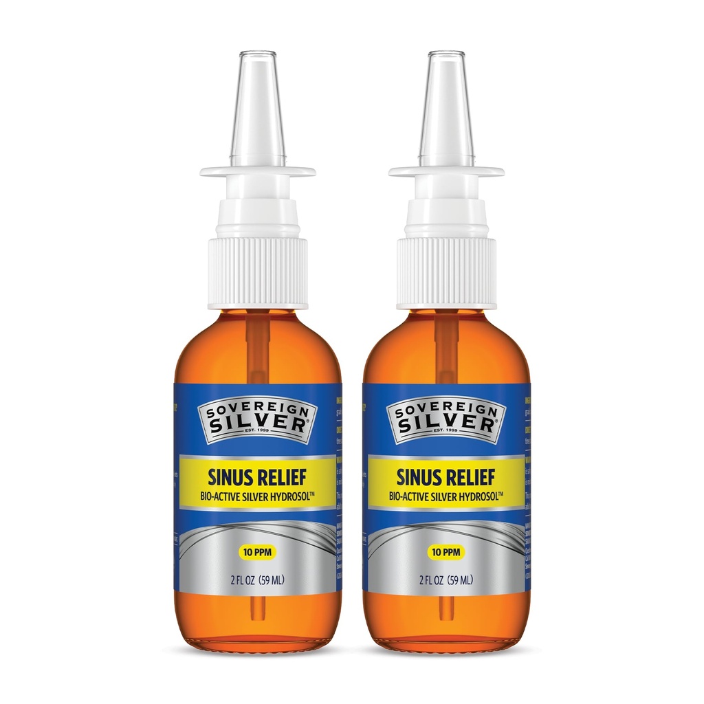 Suverene Silver Bio-Active Colloidal Silver Hydrosol for immunstøtte - 10ppm - 2oz - Nasal Spray - Pakke med 2