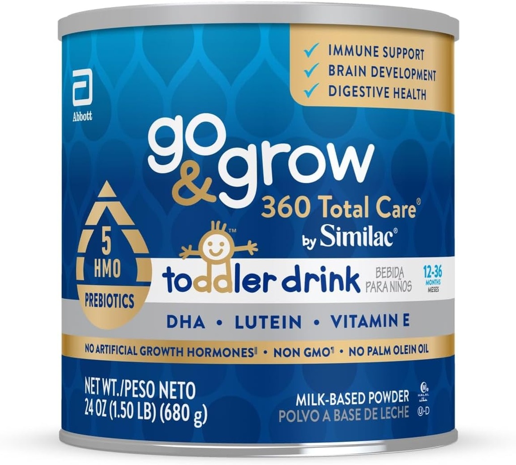 Gå og dyrke 360 Total Care av Similac Toddler Nutritional Drink, har 5 HMOs, pulver, 24-oz kan