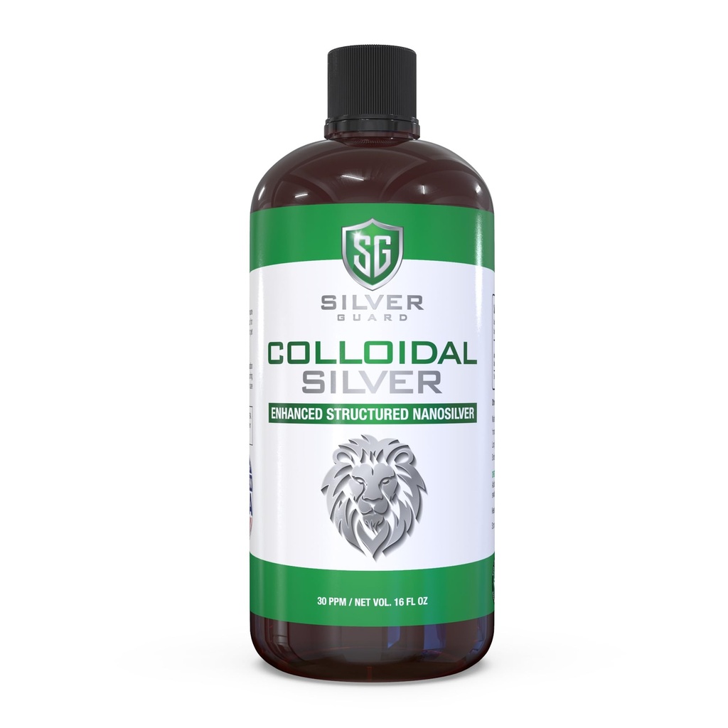 Forbedret kolloidal sølv flytende immunstøtte Supplement—30ppm ren og naturlig strukturert sølvvann— organisk kolloidal sølv løsning—16 oz flaske (1 pakke)
