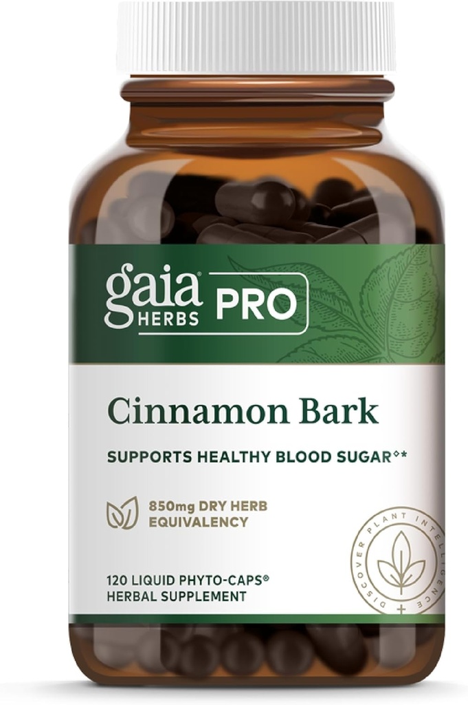 Gaia Herbs Pro Cinnamon Bark - støtter en sunn metabolisme - organisk, vegansk, soya-fri og glutenfri - 120 flytende Phyto-kaps (120 Services)