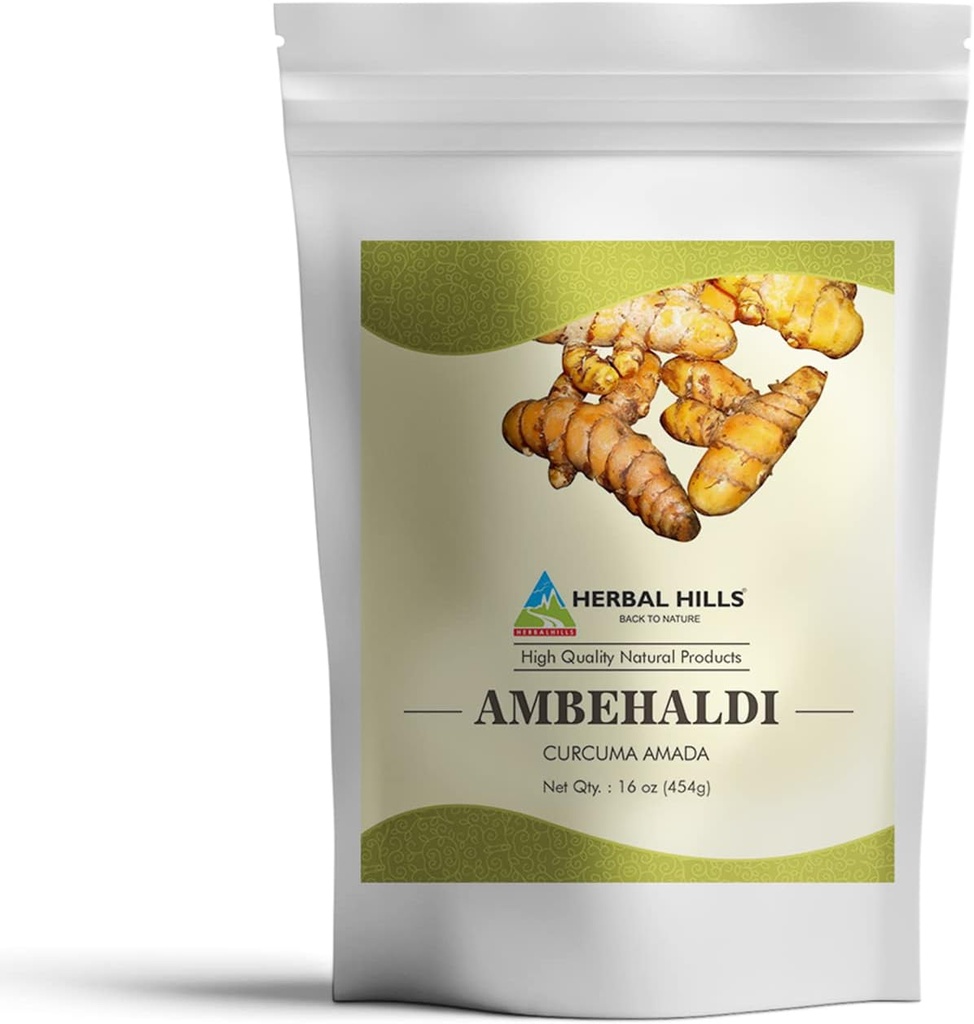 HERBAL HILLS Ambehaldi pulverturmerisk pulver/amba Haldi/Curcuma Amada/Curcuma Longa/Turmeric Curcumin ® 16 Oz (454 GMS)
