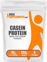 BulkSupplements.com Casein Protein pulver - Micellar Casein pulver, langsom diading protein - uflavorert og glutenfri, 30g per servering, 250g (8,8 oz) (Pack of 1)