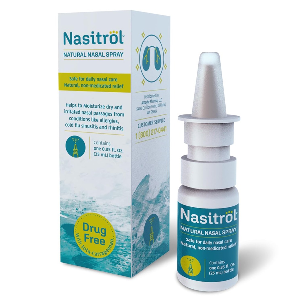 Naturlig Nasal Spray - All-Naturlig Saline Mist for Congestion og daglig Nese Care - Nasal Spray Essential for Cold and Flue Season - Øyeblikk for voksne og barn - 25 ml Flaske