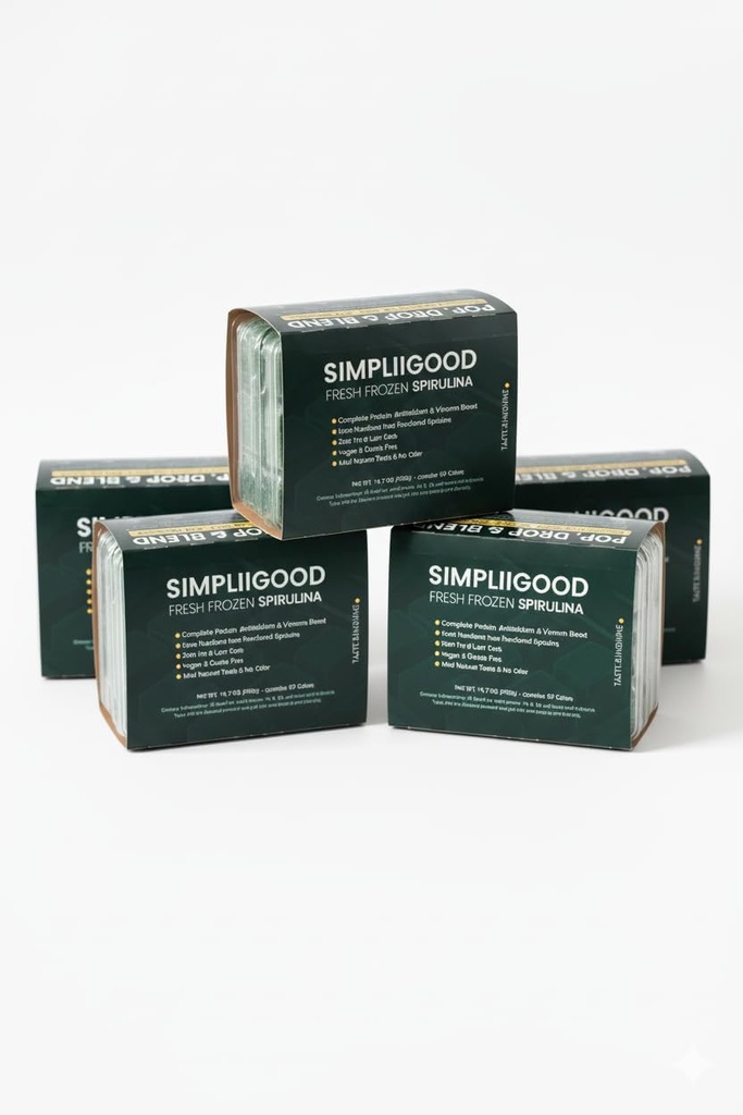 Frozen Spirulina Premium Superfood for voksne og tenåringer Næringsmiddel-Rich lett å bruke Frozen Spirulina 12 skuffer inneholder 10 kuber i hver pakke. 2 Cube = 28g (en servering)