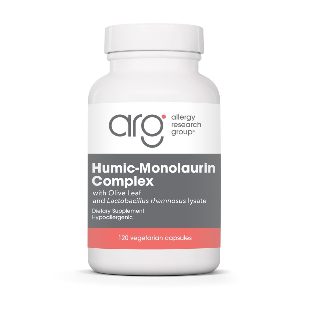 Allergy Research Group Humic-Monolaurin Complex - Immunsystemstøtte, Humic Acid Supplements, med Olive Leaf, Vegetariske kapsler - 120 Telling