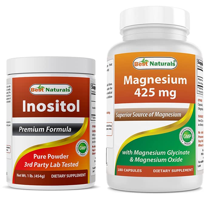 Beste Naturals Inositol pulver 1 Lb & Magnesium Glycinat 425 mg