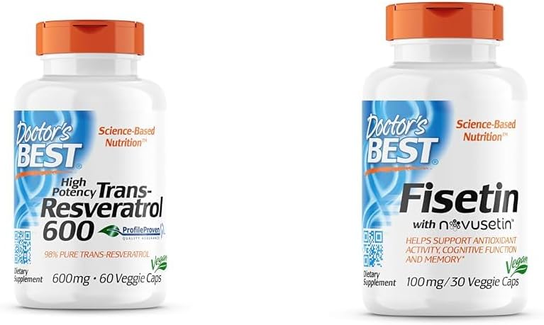 Doktorens beste trans-Resveratrol 600 mg 60 Count & Fisetin med Novusetin 100 mg 30 Count