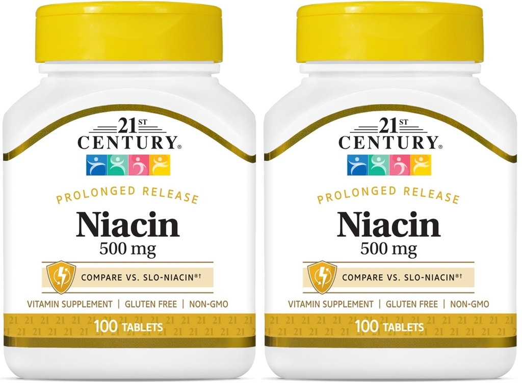 21st Century Niacin 500 mg Langvarige releasetabletter, 100 greve (27474) (Pack of 2)