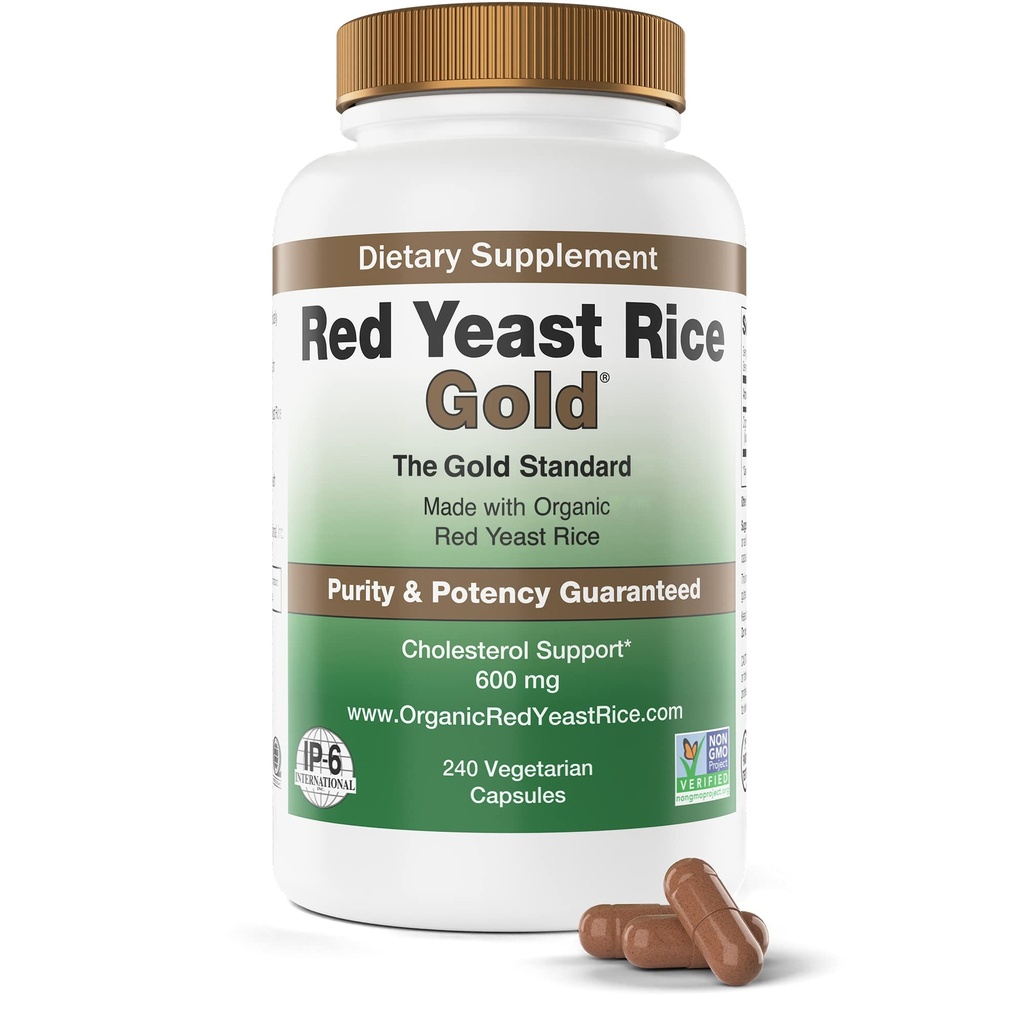 600 mg organisk rød yeast ris - IP6 Internasjonalt - 240 Veg Caps