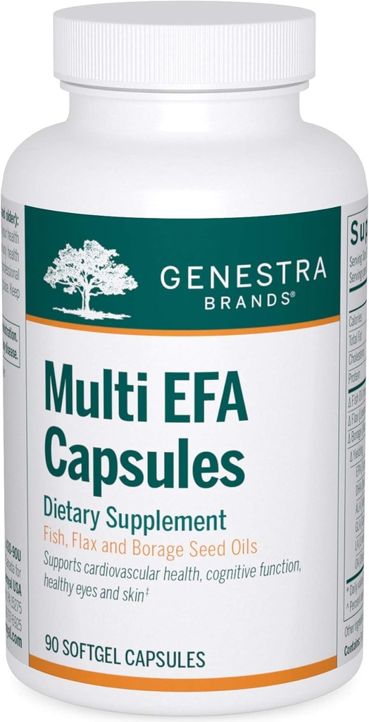 Genestra merker Multi EFA Kapsler | Unik blanding av fisk, Flax og borefrøoljer | 90 Softgel Kapsler