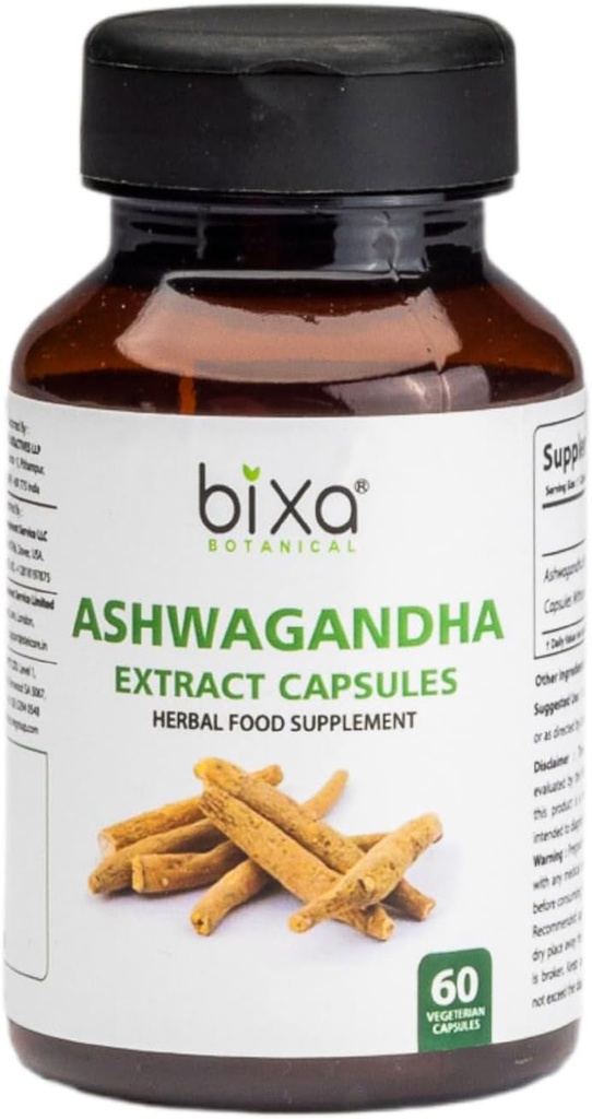 Bixa BOTANICAL Ashwagandha Extract (Withania Somnifera Root) | Indisk Ginseng- Best Re-Energizer & Immunity Booster | Herbal Supplement. (60 greve (pakke med 1))