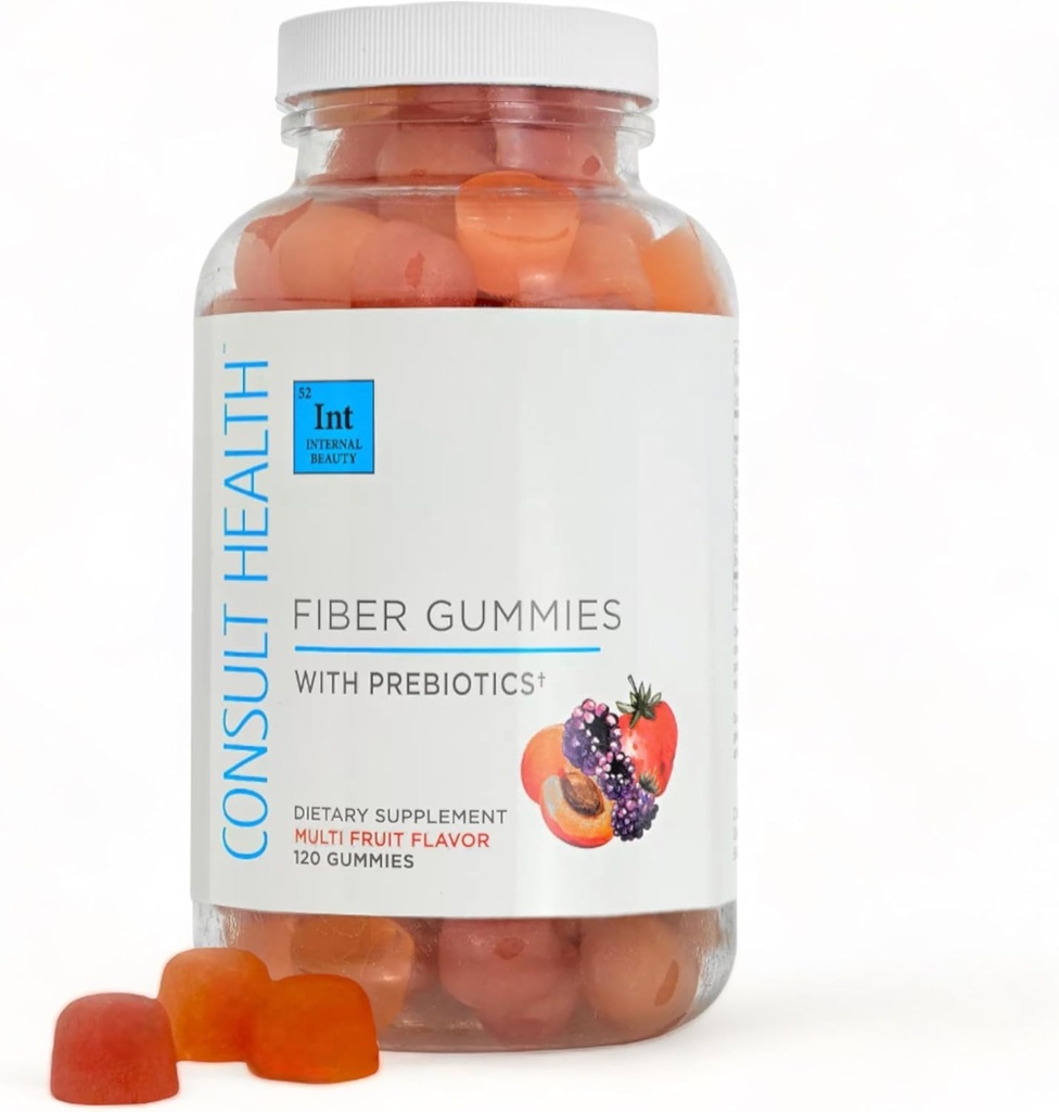 Konsult Health Fiber Supplement Gummies - Sukkerfri Multi Fruit Flavor - 6g Prebiotic Plant Based Fiber Blend - 120 Count