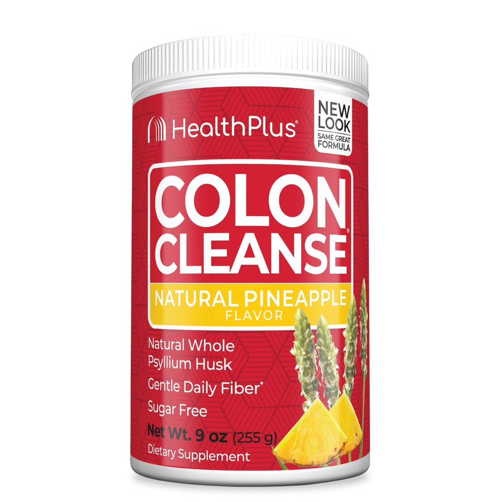Helse Plus Colon rengjøring Digestiv støtte | Ingen kunstige Flavors | Daglig fiber for toksin Eliminering å redusere Bloating | Psyllium Husk | Pineapple Flavor | 9 Ounces, 36 Services