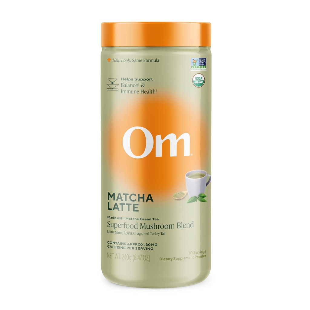 Om Mushroom Superfood Matcha Latte Blend – Grønn te Mushroom Powder med Lions Mane, Reishi, Chaga & Turkey Tail – Fokus, Rolig og Stress Support – 8,47 oz Canister (30 Serveringer)