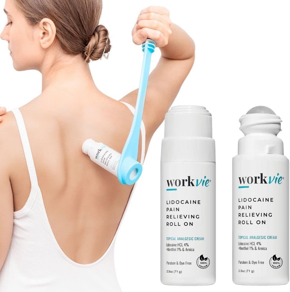 Lidocaine smerte relief Roll på 2 pakke og enkel rekkevidde applikasjonsverktøy – hurtigvirkende emne Lidocaine maksimal styrke med Arnica Montana & Aloe Vera for muskler, ledd, rygg, hals og føtter
