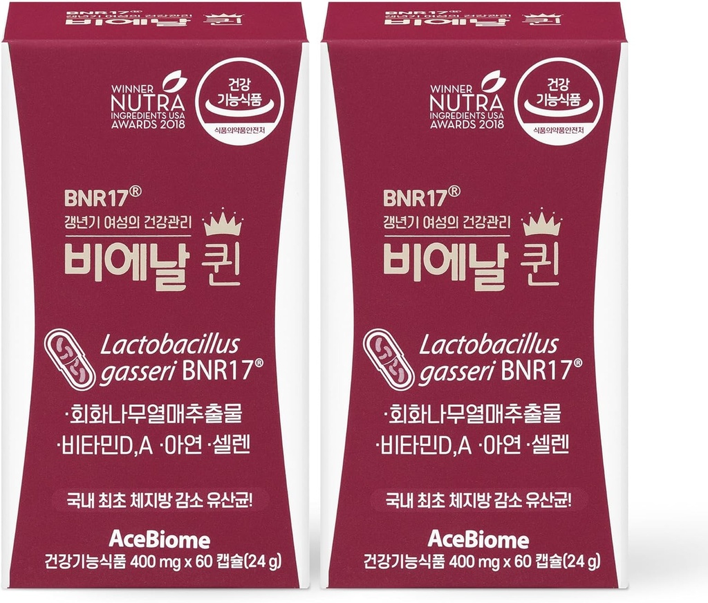 Bnr Queen, Menopausal Support Probiotic for kvinner, 10 milliarder CFU Garantert, Lactobacillus gasseri BNR17, 60Capsules x 2packs