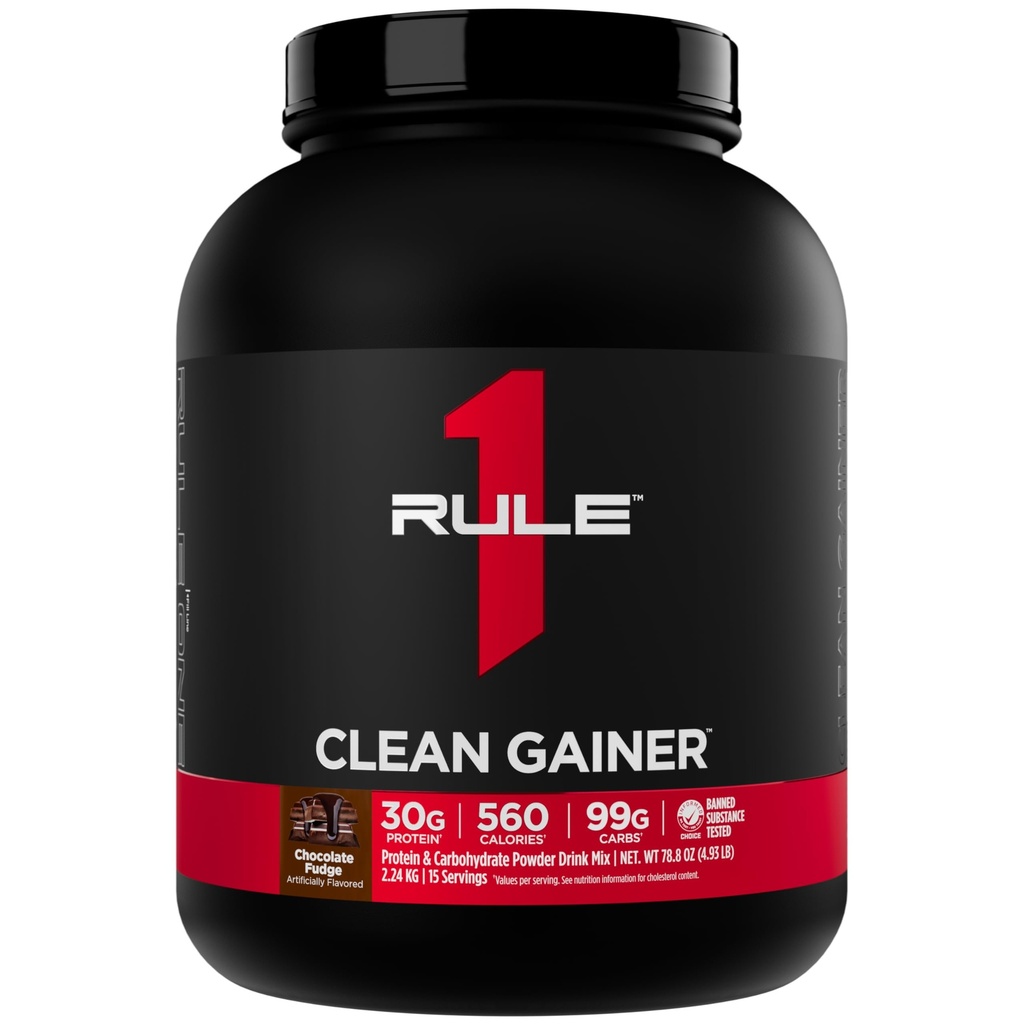 Regel 1 Clean Gainer - High-Protein Lean Gain Formel med 560 kalorier, 30g Full-Spectrum Protein, Over 90g karbohydrater, under 6g fett (15 serveringer, sjokoladefudge)