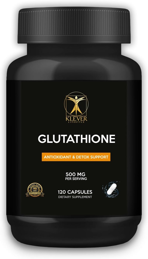Klever Livsstil | Glutathione | Antioksidant Supplement | Støtter Cellular Helse, avgifting, vevsreparasjon og immunfunksjon | 120 kapsler | 500 mg per servering