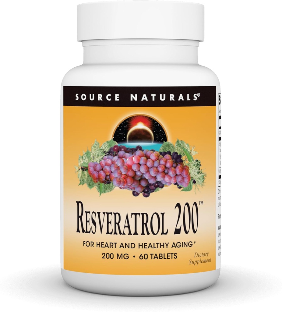 Kilde Naturals Resveratrol, for hjerte og sunn aldring * 200 mg - 60 tabletter