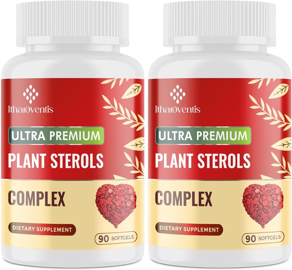 Kolesterol kosttilskudd med plantesteroler, Niacin, rød yeast ris, Bergamot, Omega-3 & hvitløk - Advanced Absorpsjon Formula - 180 Softgels