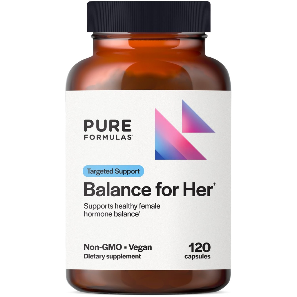 PureFormulas Balance for henne - Hormon Balance for kvinner - DIM, Svart Cohosh, Kalsium D-Glucarate, EGCg Grønn Te Extract & Chaste Tree Supplement for Mood Support & Estrogen Metabolisme -120 Kapsler