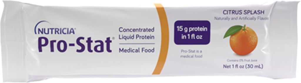 Nutricia Pro-Stat Sugar Gratis Citrus Splash - 1 oz Packets, Pakke med 96 - Høy-Protein, Ready-to-Drink medisinsk mat for sårpleie, muskeltap og ernæringsstyring