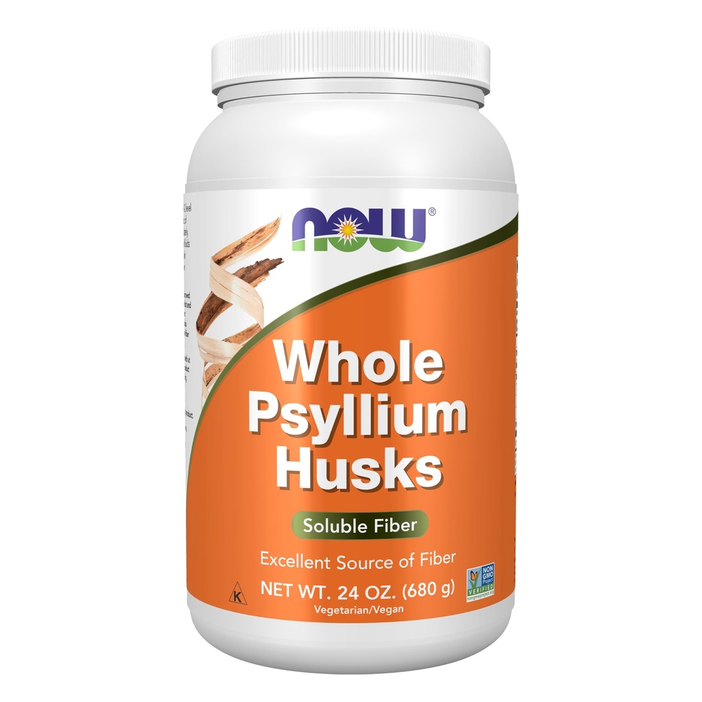 NOW Mattilskudd, Hele Psyllium Huss, Ikke-GMO-prosjekt verifisert, Oppløselig Fiber, 24-Ounce