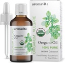 Eterisk organisk olje av Oregano-100% ren ufortynnet gresk Oregano olje med karvatrol - over 86%, ikke-GMO, Extra styrke Oregano olje organisk flytende dråper, 1.7 FL.OZ/50ml