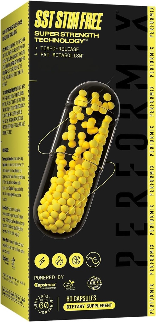 PERFORMIX SST Stim gratis super styrke teknologi - ikke-stimulerende, tidsstyrt energi booster - L-karnitin & Ashwagandha - Pre Workout Supplement, Fitness mål for menn og kvinner - 60 Kapsler