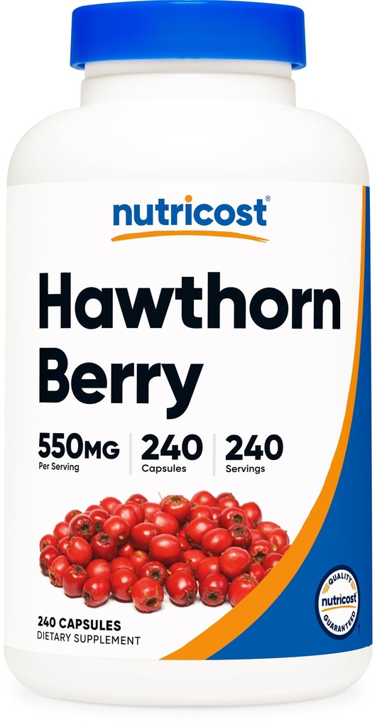 Nutricost Hawthorn Berry Capsules 550mg, 240 Kapsler, Vegetarvennlig, Ikke-GMO & Glutenfri