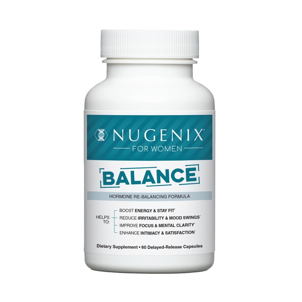 Nugenix for kvinners balanse - hormonbalanse for kvinner, økt energi, forbedre fokus og mental klarhet, gjenopprette Hormonal Balance, Menopause, Ashwagandha KSM-66, Turmeric, vitamin D, DIM, 60 greve