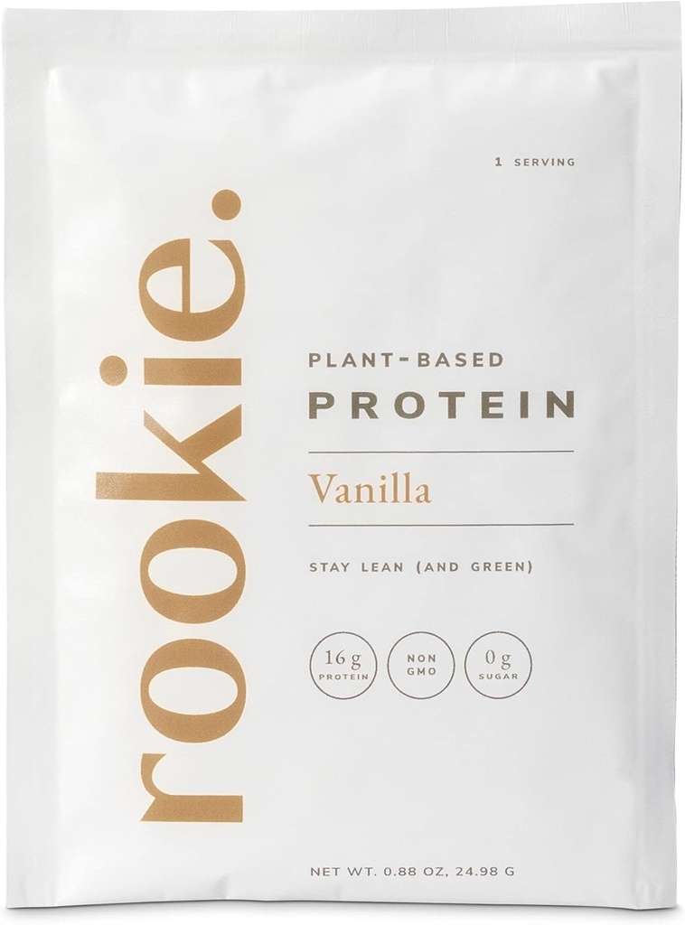 Rookie Wellness plantebasert probiotiske protein - organiske erteprotein pulver med komplett aminosyre profil, gut- sunne prebiotika og probiotika, & over 25 vitaminer og mineraler (10 Sachets, Vanilla)