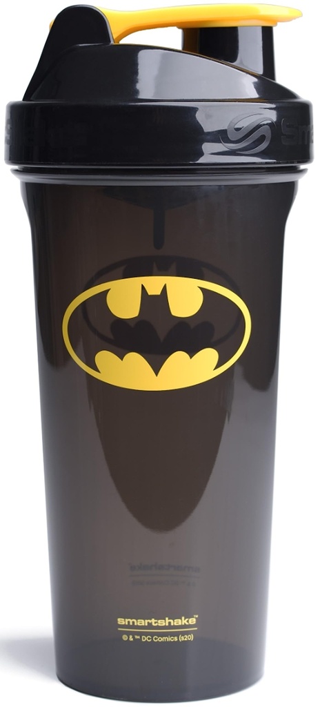 Smartshake Lite Justice League Protein Shaker Flaske 800 ml – DC tegneserie vannflaske, Leakproof BPA Gratis Gym Shaker Flaske for Proteinshake og proteinpulver - Batman Logo