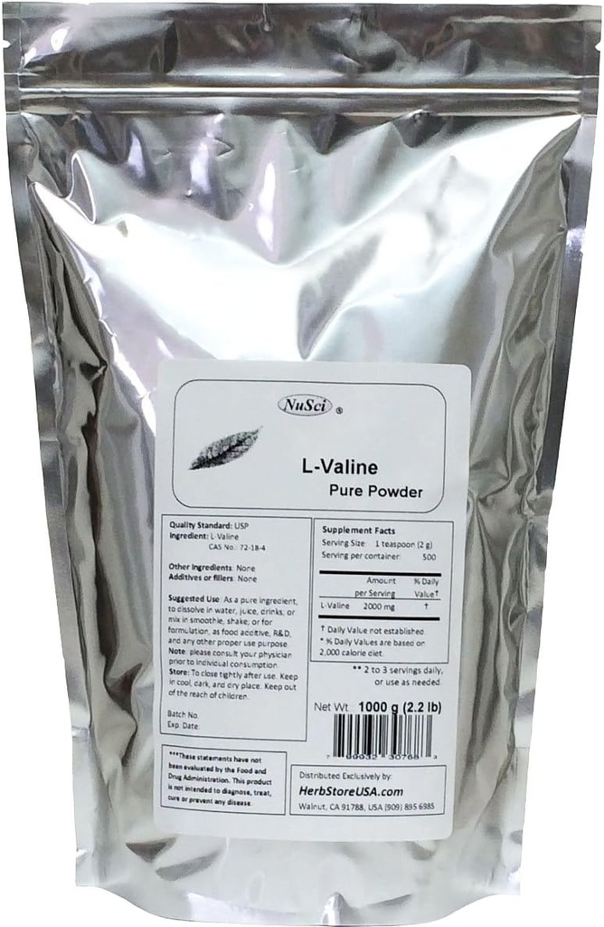 L-Valine ren aminosyrepulver (1000 g (2,2 lb))