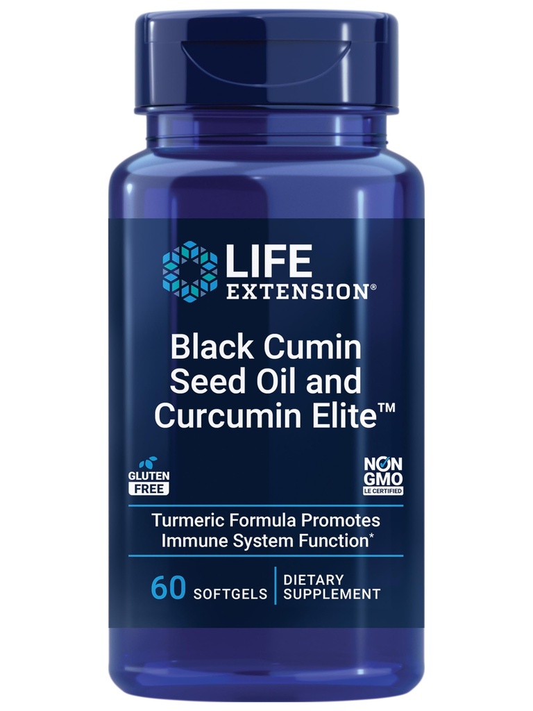 Livsforlengelse Svart Cumin Seed Oil og Curcumin Elite, Svart Cumin, Turmeric Extract, Immun Helse Støtte, høy biotilgjengelighet, Hel-Body Helse, Glutenfri, Ikke-GMO, 60 mykgel