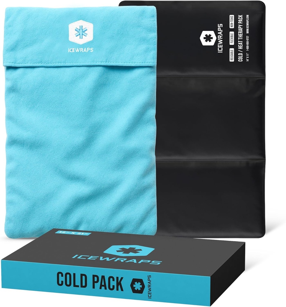 ICEWRAPS 12"x21" Ekstra stor reusable ispakke med myk stoffdeksel - Multipurpose Fleksibel kald terapi Clay ispakker for knær og rygg heving, og kronisk smertelindring, justerbar kald pakke