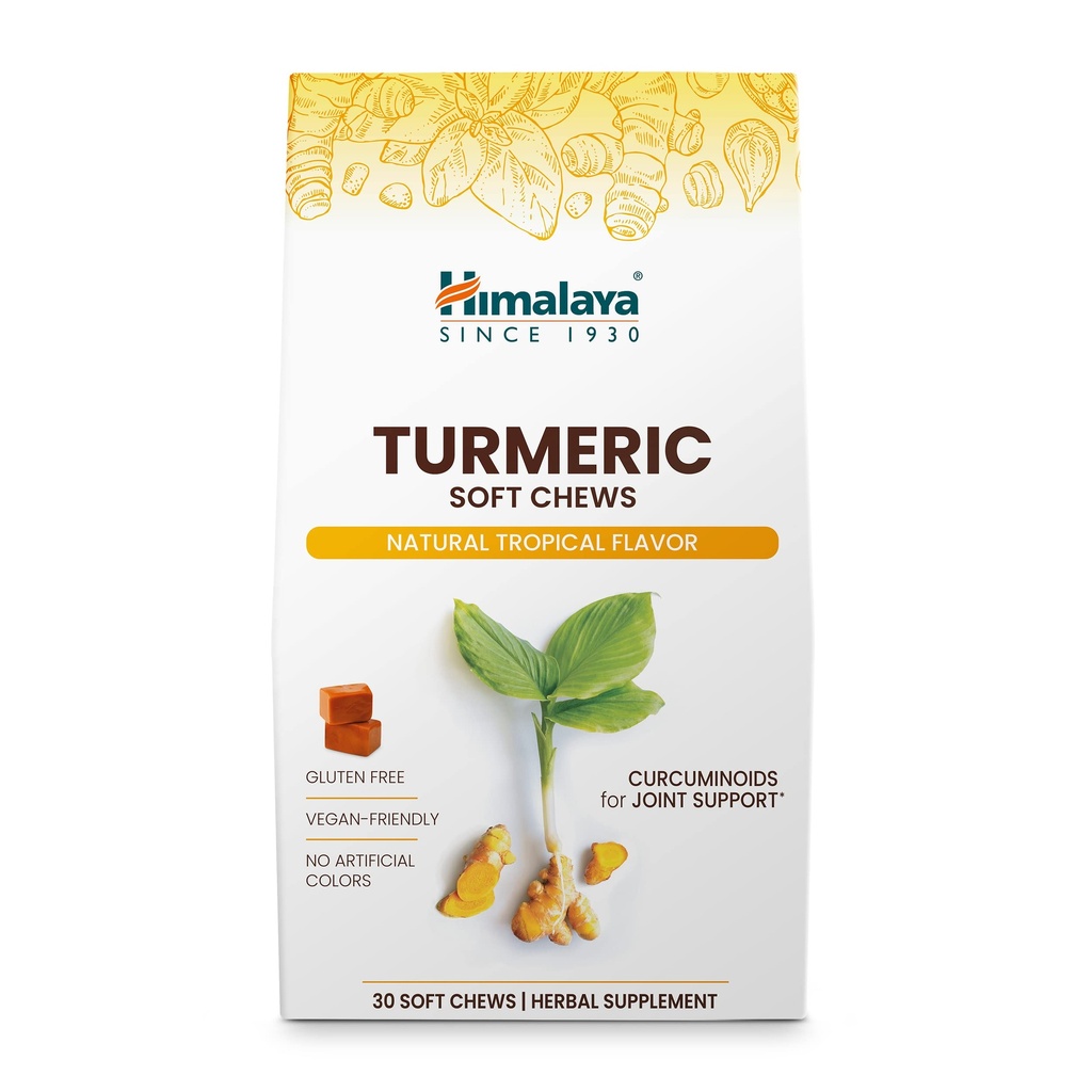Himalaya Turmeric Chews med curcumin for sunn felles støtte, og optimal fleksibilitet og mobilitet, 300 mg ekstrakter per servering, 30 myke Chews, 15 dagers forsyning