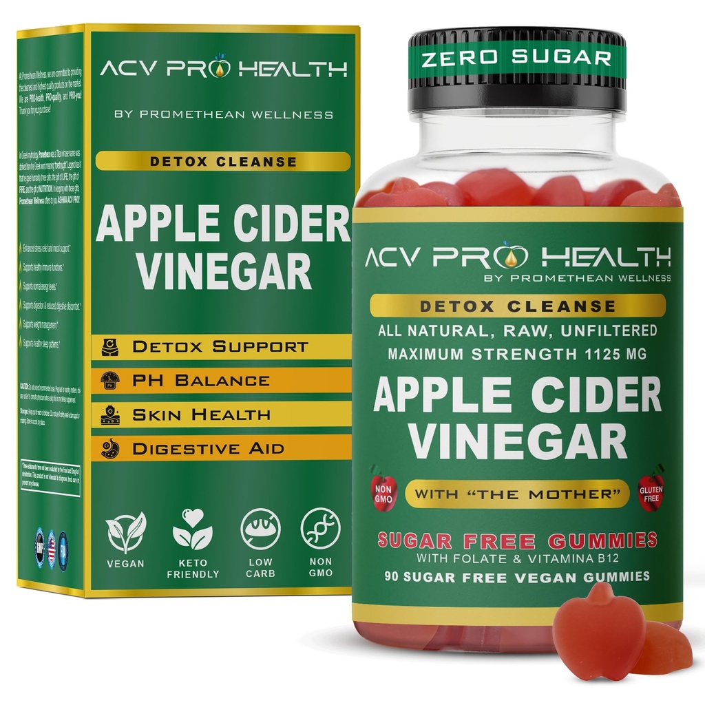 ACV med sukker gjør ingen sense! Apple Cider Vinegar Gummies sukker gratis lav carb avansert keto Acv Gummies Keto Gummy Detox Cleanse (90 greve)